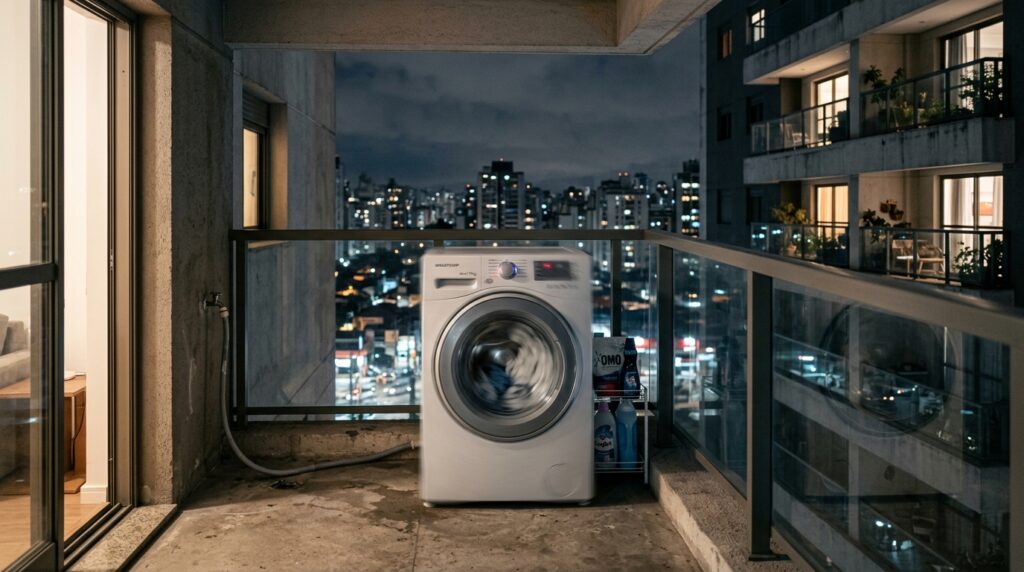 Morador de prédio coloca máquina de lavar roupas na varanda do seu apartamento: os vizinhos reclamam e ele é multado em mais de R$ 15 mil reais
