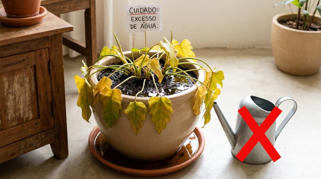 Os jardineiros experientes concordam: "Planta que amarela quase sempre está com água demais, não de menos"