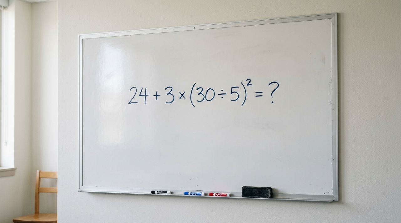 Você consegue acertar de primeira? Resolva 24 + 3 × (30 ÷ 5)² sem calculadora