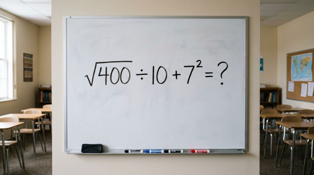 Você consegue resolver √400 ÷ 10 + 7² sem calculadora?