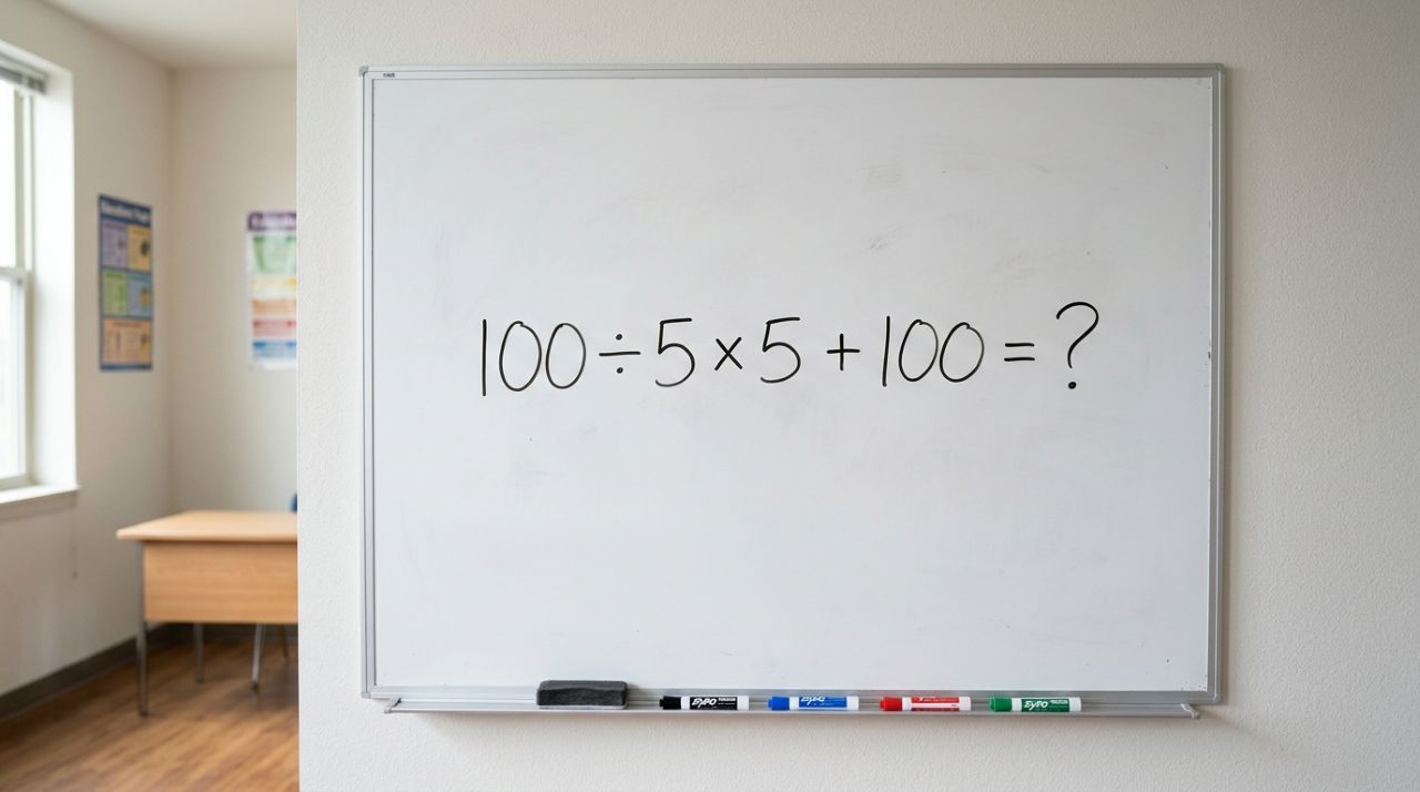 Resolva 100 ÷ 5 × 5 + 100 sem calculadora e prove se sua atenção é maior do que a pressa nessa conta