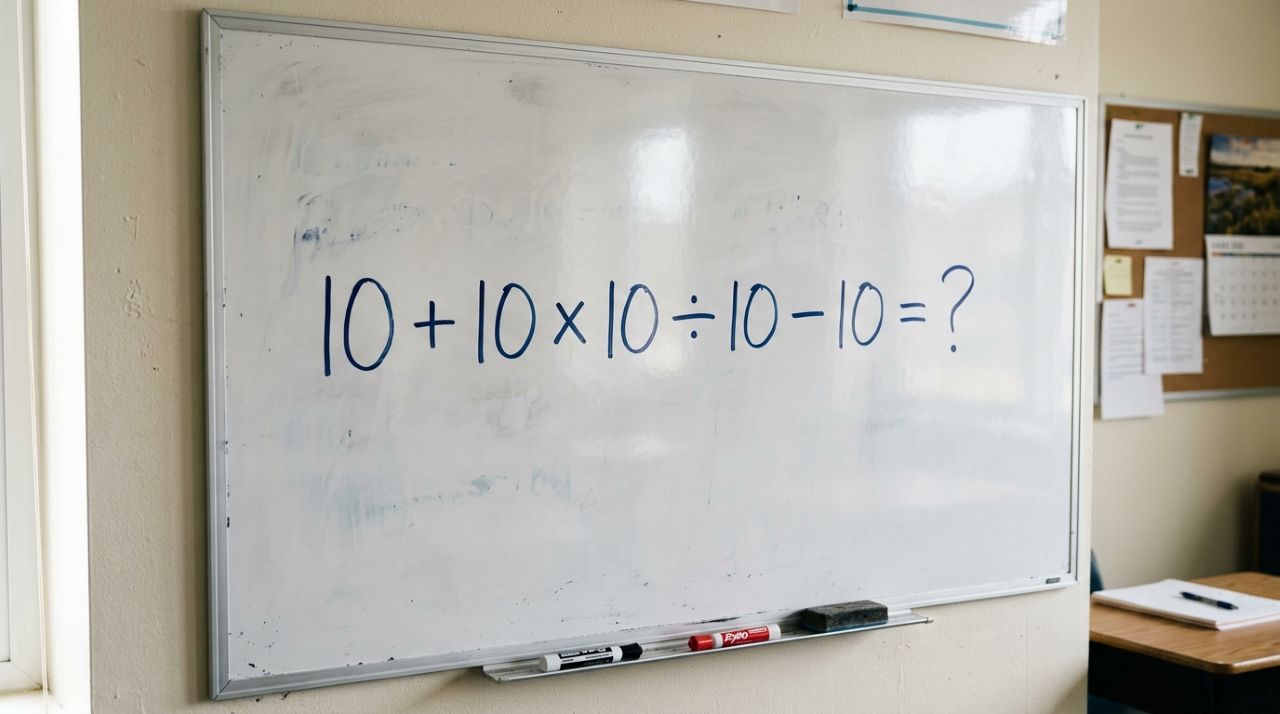 O desafio 10 + 10 × 10 ÷ 10 - 10 parece infantil, mas engana muita gente