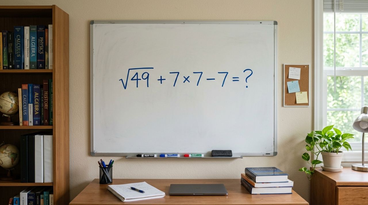 Se você resolver √49 + 7 × 7 − 7 sem calculadora, ainda lembra bem da matemática escolar