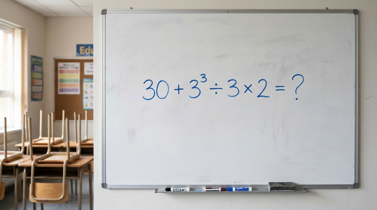 Só quem lembra da ordem das operações acerta 30 + 3³ ÷ 3 × 2 sem calculadora