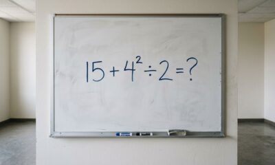 Parece uma conta de escola, mas o detalhe muda tudo: 15 + 4² ÷ 2