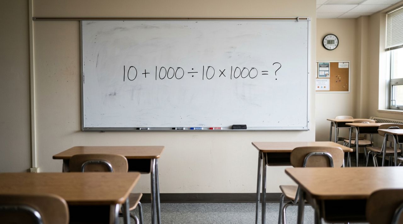 O desafio que confunde até quem é bom de matemática: quanto é 10 + 1000 ÷ 10 × 1000?