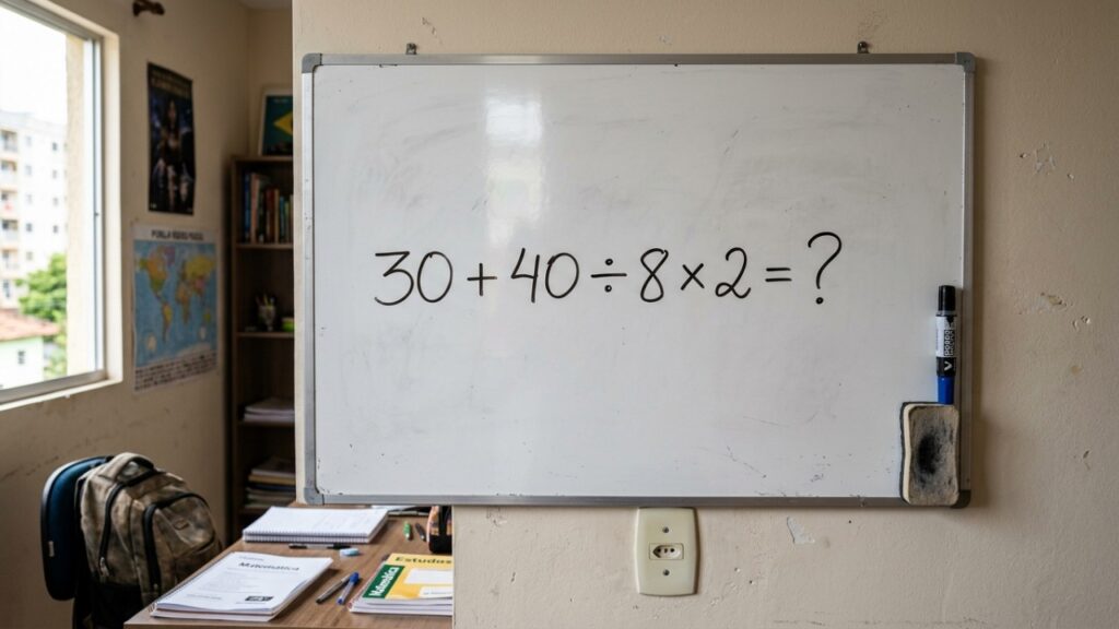 Você consegue resolver 30 + 40 ÷ 8 × 2 em menos de 15 segundos?