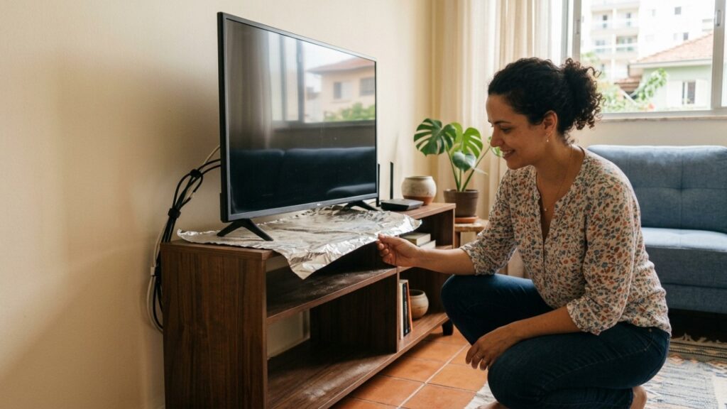 Colocar uma folha de papel alumínio embaixo da televisão: para que serve esse truque e por que mais pessoas estão fazendo isso