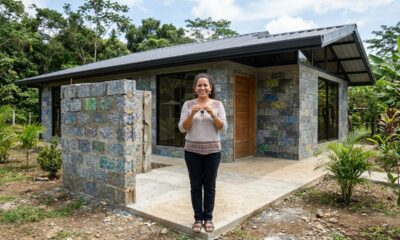 Após passar 9 anos juntando dinheiro para comprar um terreno, mulher encontra uma solução incomum e ergue a própria casa com 7 toneladas de resíduos plásticos reciclados