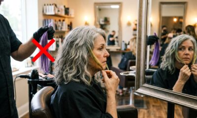 Cabeleireiros experientes afirmam: "Se o cabelo grisalho ficar amarelo ou esverdeado, não recomendo usar apenas xampu roxo."