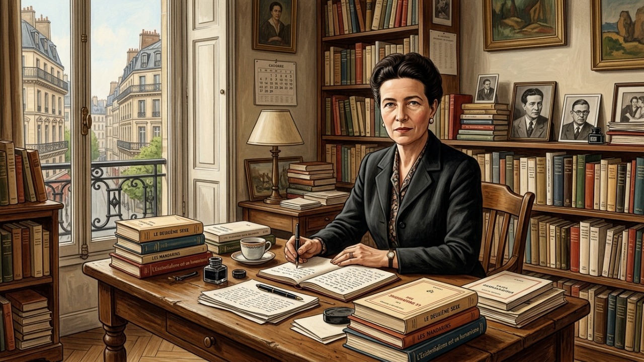 Frase de Simone de Beauvoir, escritora francesa: “Uma mulher não precisa endurecer o coração para se tornar forte; precisa apenas parar de…” A reflexão filosófica sobre amor-próprio e liberdade