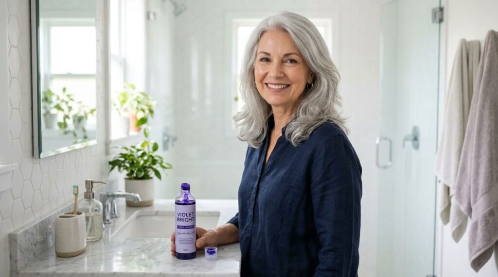 Depois dos 50, usar shampoo roxo toda semana pode ajudar, mas existe um erro que resseca os grisalhos