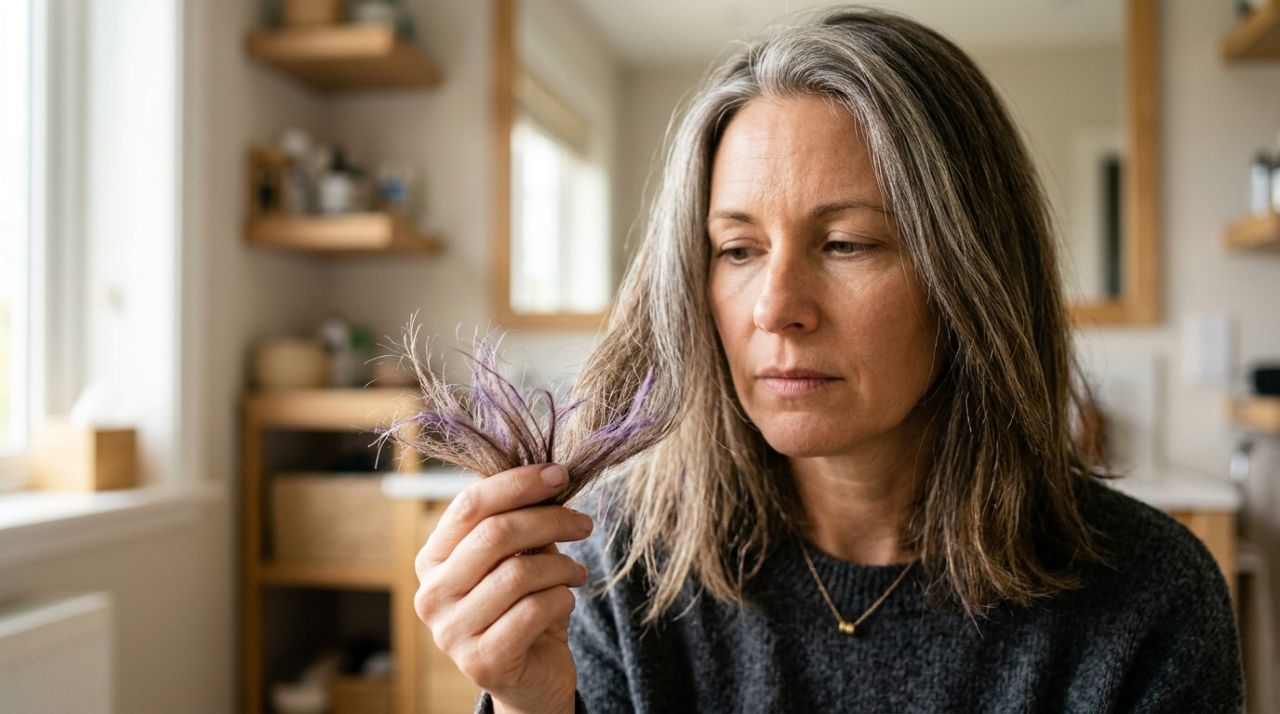 Depois dos 50, usar shampoo roxo toda semana pode ajudar, mas existe um erro que resseca os grisalhos