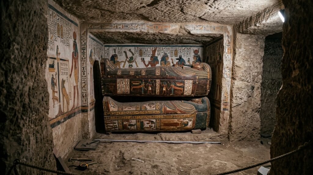 Câmara funerária egípcia de 4 toneladas é encontrada após permanecer lacrada por mais de 2.500 anos sob uma antiga necrópole