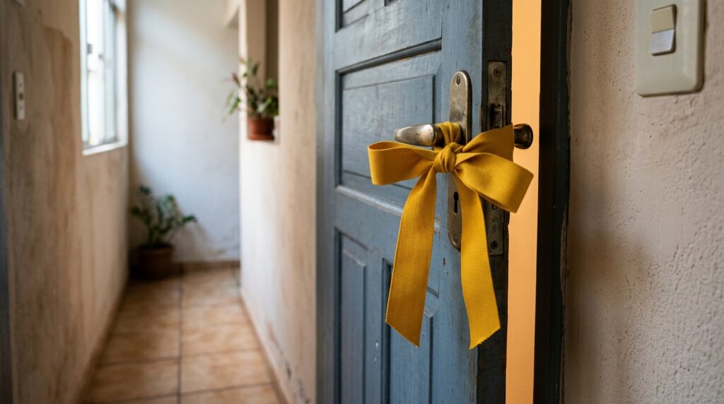 Colocar uma fita amarela na maçaneta da porta da frente: para que serve e por que é recomendável