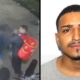 Imagem dividida: à esquerda, cena borrada de agressão; à direita, retrato de homem com bigode e cavanhaque