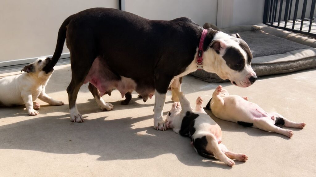 Resgatista encontra cadela pit bull com 9 filhotes perto de trânsito intenso e inicia missão para salvar toda a família