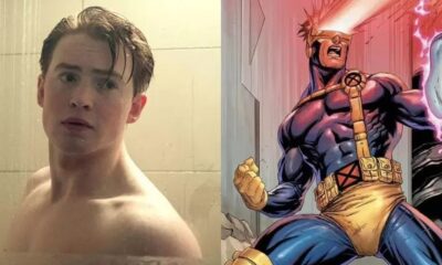 Kit Connor em imagem dividida com o personagem Ciclope dos quadrinhos da Marvel