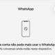 Tela do WhatsApp com mensagem de conta bloqueada e ícone de celular proibido