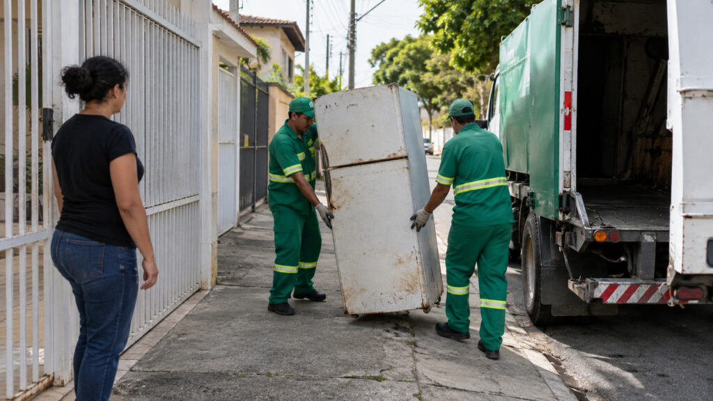 Aposentada deixa a geladeira velha na calçada para o caminhão da prefeitura, é multada em R$ 2.900 por descarte irregular e descobre que o próprio fabricante recolhia o aparelho de graça na porta de casa