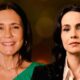 Adriana Esteves sorrindo e Débora Falabella com expressão séria, lado a lado