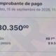 Tela de celular com comprovante de pagamento de R$ 30.350 e detalhes de câmbio