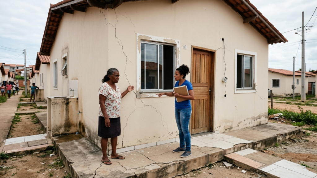 Filha cadastra a mãe de 68 anos no Minha Casa Minha Vida para sair do aluguel de R$ 1.400, aprovação sai em 7 meses, mas na vistoria descobre que a construtora entregou a casa com 11 defeitos que o banco se recusa a resolver