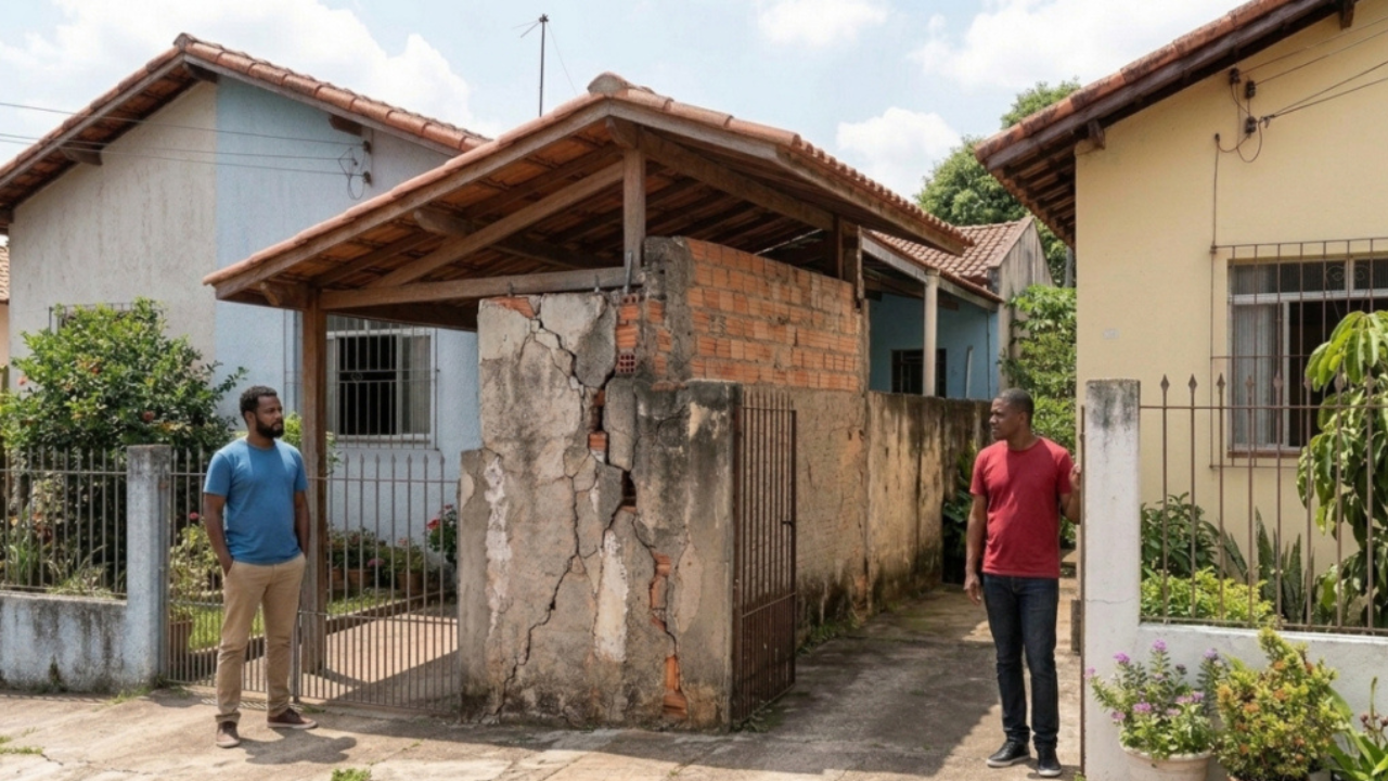 Morador usa o muro construído pelo vizinho para apoiar telhado de um novo puxadinho, a estrutura trinca e ele é forçado a demolir a cobertura e pagar metade do valor histórico da pared