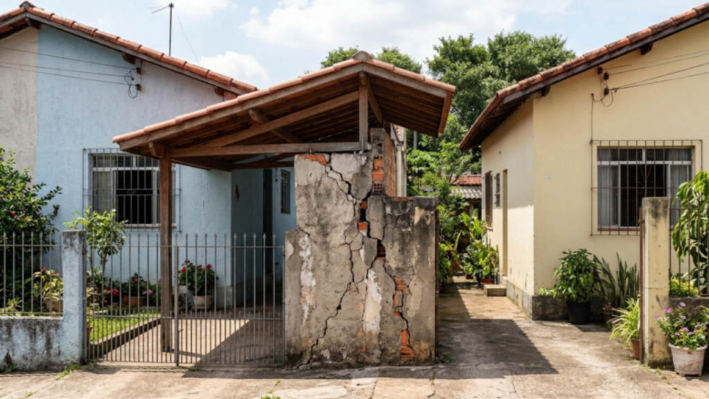 Morador usa o muro construído pelo vizinho para apoiar telhado de um novo puxadinho, a estrutura trinca e ele é forçado a demolir a cobertura e pagar metade do valor histórico da pared