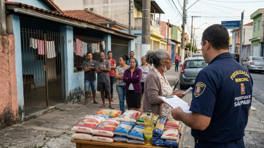 Aposentada constrói balcão de doação de alimentos na calçada para famílias carentes e é multada em R$ 3.800 por propaganda e uso comercial irregular da via