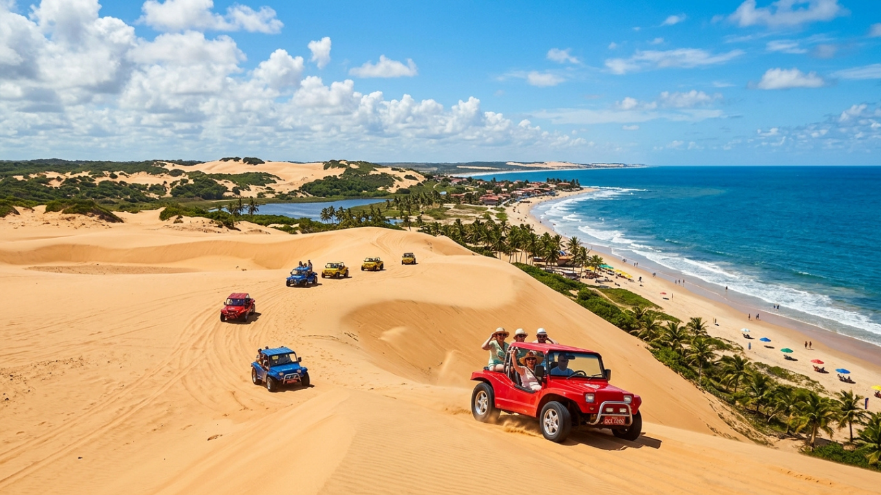 Parece um deserto no Brasil, mas é uma praia: o destino com dromedários, dunas e águas cristalinas que chama atenção pela paisagem incomum