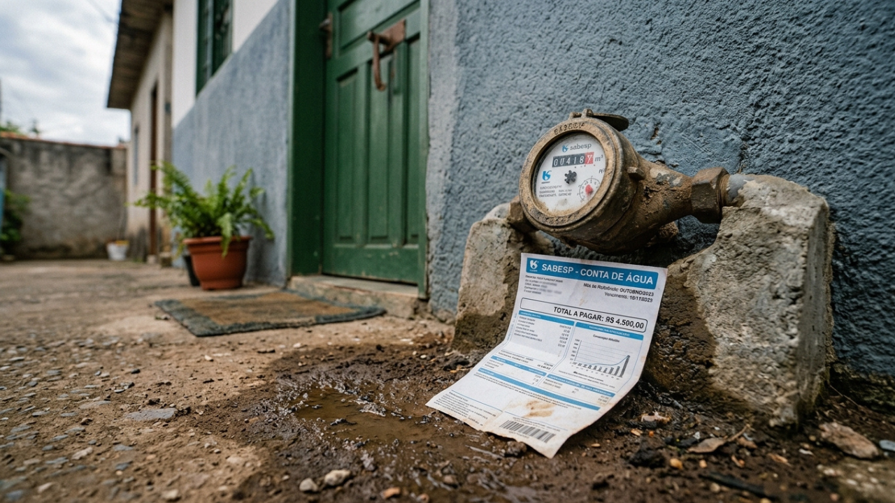 Conta de água de casa simples pula de R$ 80 para R$ 4.500 no mês por vazamento invisível debaixo da terra, concessionária corta o serviço sem aviso e Justiça manda religar com urgência
