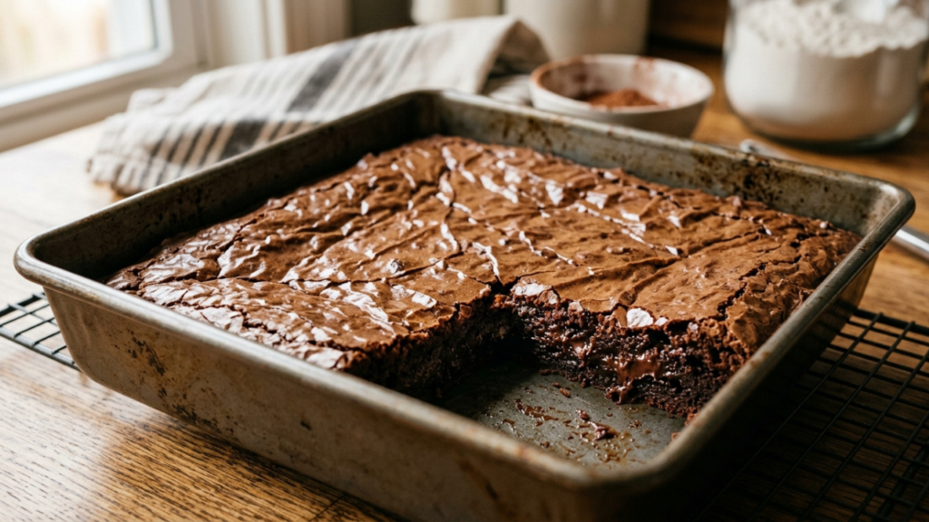 Confeiteiros americanos revelam: “Para o brownie criar aquela casquinha craquelada no topo, não bata os ovos de qualquer jeito, mas bata os ovos com o açúcar por 5 minutos até formar um creme branco antes de adicionar o chocolate derretido.”
