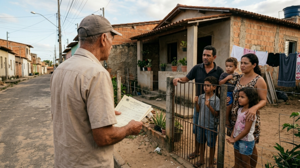 Família mora há 5 anos em terreno abandonado, gasta R$ 80 mil para construir casa simples e antigo dono reaparece exigindo a saída imediata