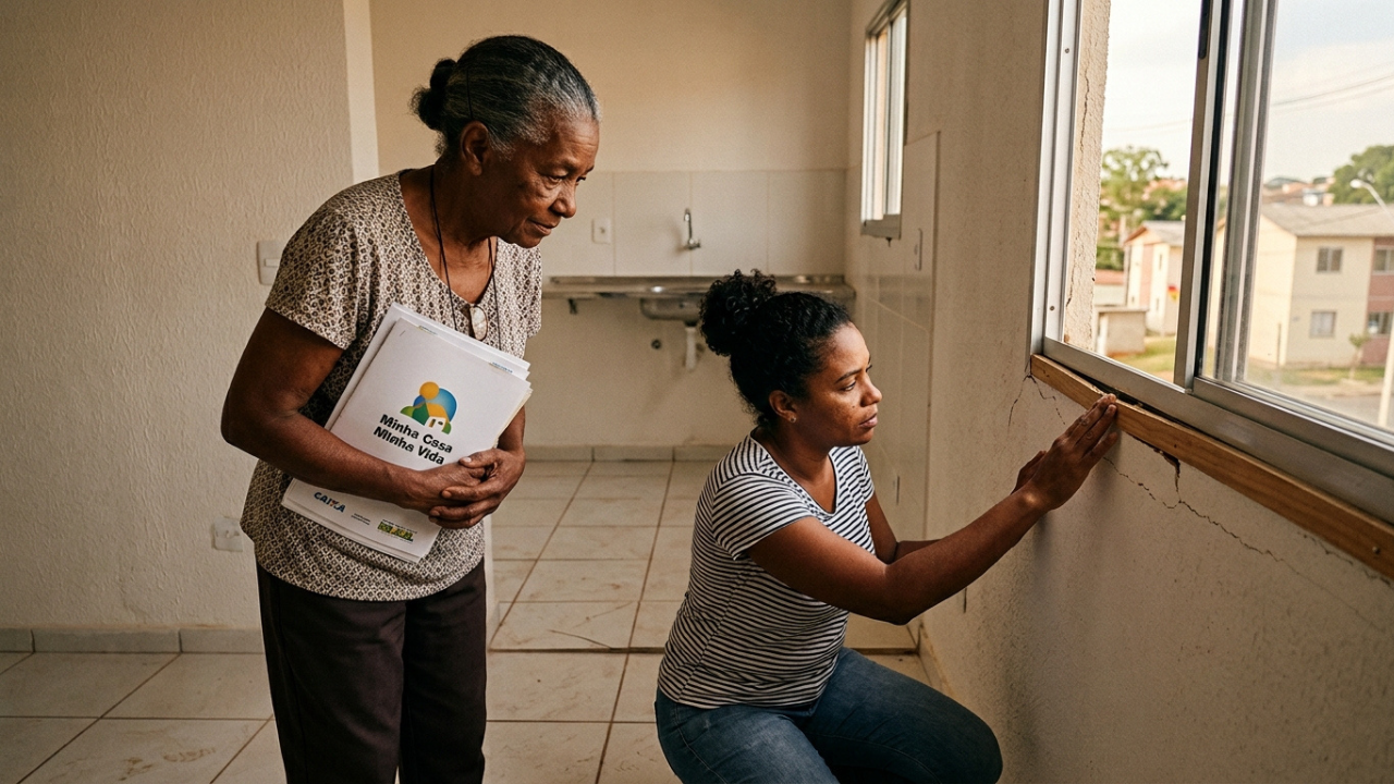 Filha cadastra mãe de 68 anos no Minha Casa Minha Vida para sair do aluguel de R$ 1.400, é aprovada e descobre 11 defeitos da construtora graves na vistoria do imovel