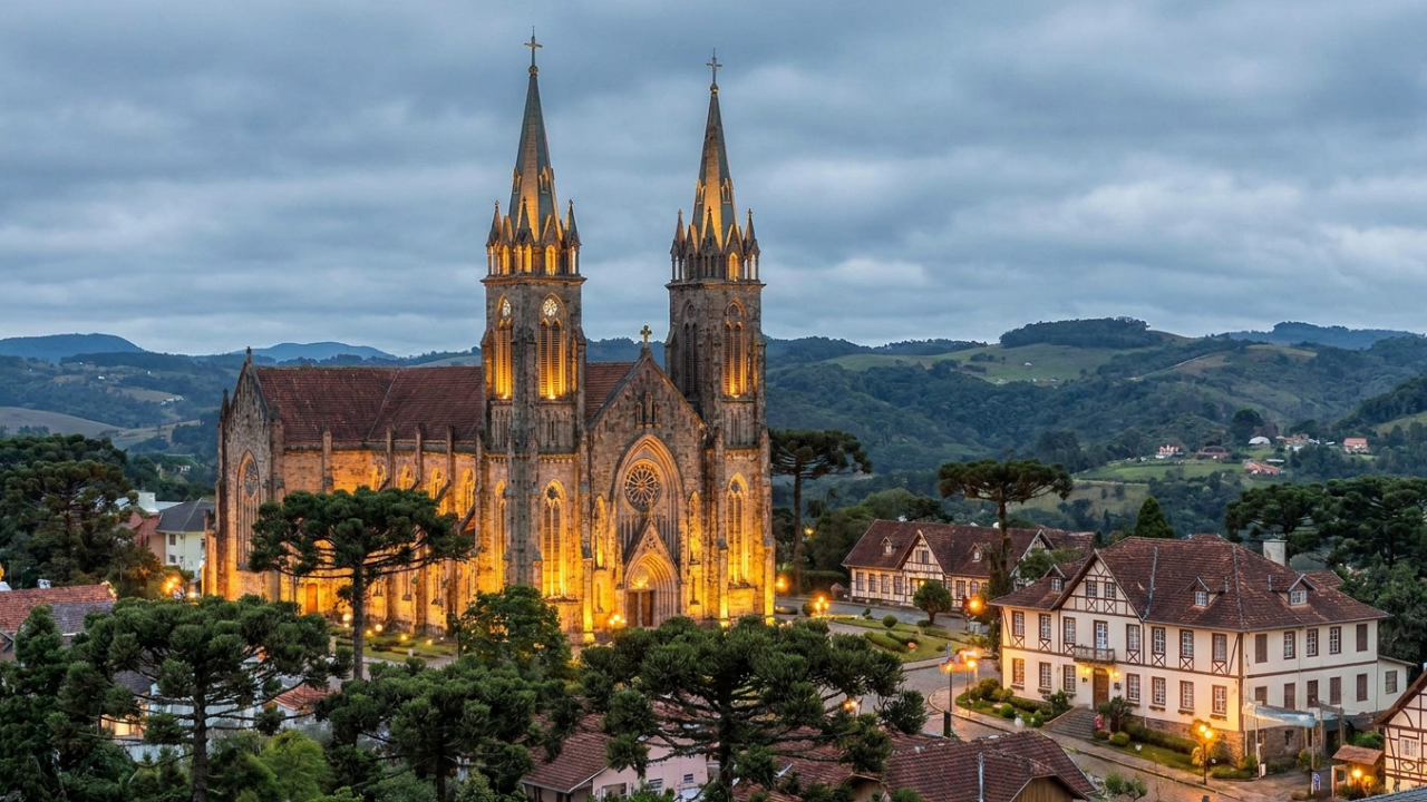 Com uma cachoeira de 131 metros e Catedral de pedra gótica de 65 metros: essa cidade gaúcha da Serra se tornou a segunda mais visitado do sul do Brasil
