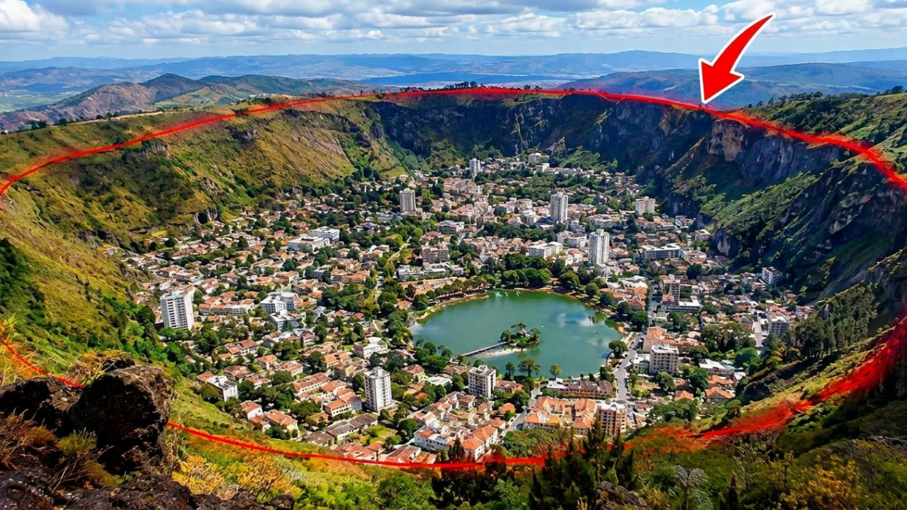 Construída dentro de um vulcão adormecido de 80 milhões de anos em Minas Gerais, essa cidade onde águas chegam a 45°C e o subsolo guarda minerais raros de selo europeu que curam desde o Brasil Império