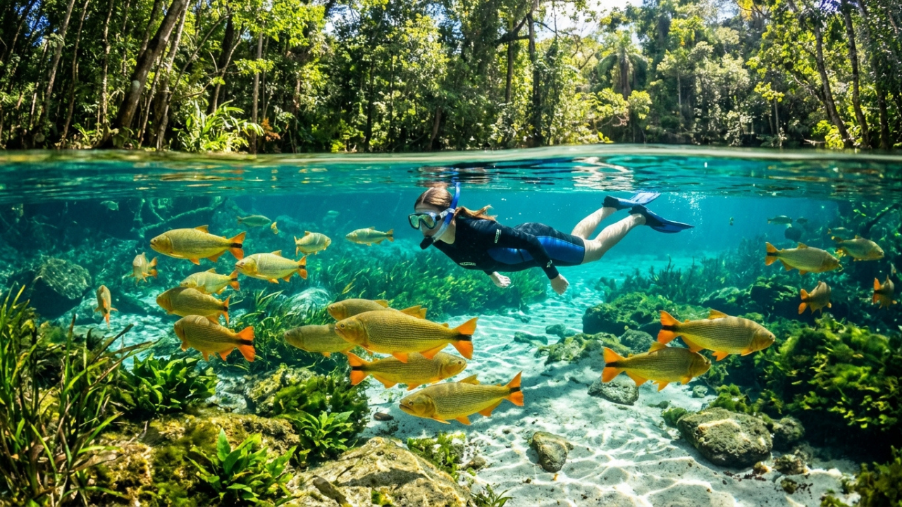 Águas tão cristalinas que os peixes parecem flutuar no ar: o destino do interior que se tornou referência mundial em ecoturismo carbono neutro
