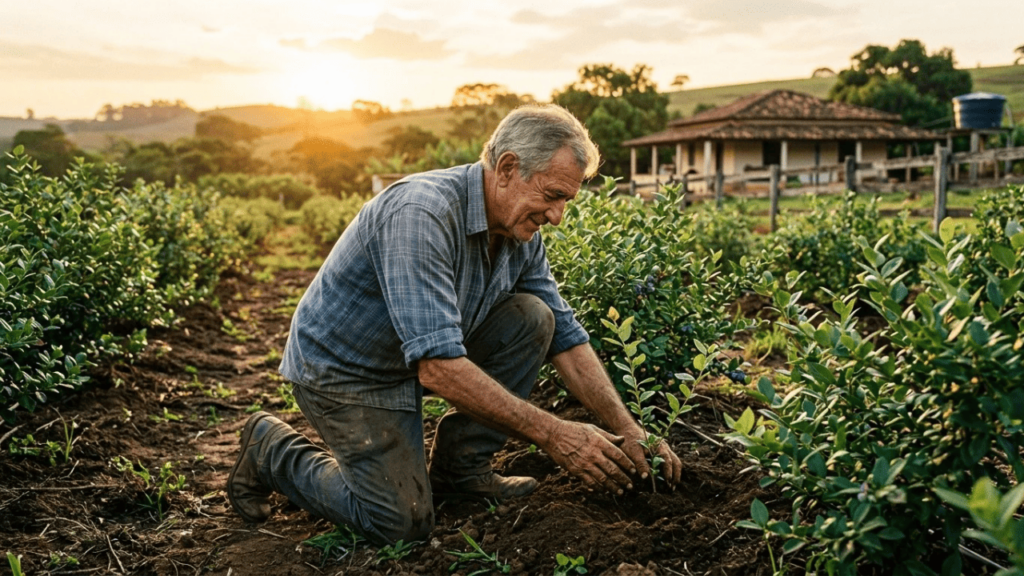 Aos 75 anos, ex-médico cirurgião abandonou carreira e vive há 25 anos em pequeno sítio de 4 hectares onde cultiva 500 pés de mirtilo e produz os próprios remédios