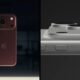Dois modelos de iPhone 18 Pro: um vermelho-cereja traseiro e um cinza detalhe da câmera lateral