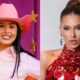 Virginia Fonseca de chapéu rosa e Ana Castela com blusa vermelha em montagem