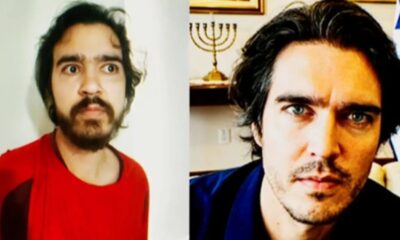 Duas fotos do mesmo homem, uma com barba e cabelo despenteado, outra mais arrumada