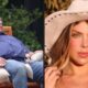 Sérgio Hondjakoff sentado, com sacos brancos; Ana Bruna de chapéu de cowboy, olhando para câmera
