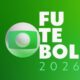 Logo da Globo e 'FUTEBOL 2026' em destaque sobre fundo verde