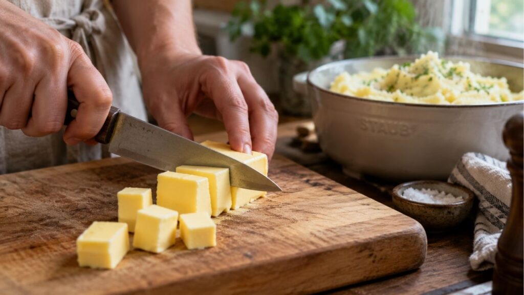 Os cozinheiros concordam: para o purê de batata ficar mais cremoso, o segredo não é mais leite, são 2 colheres de sopa de manteiga na hora certa