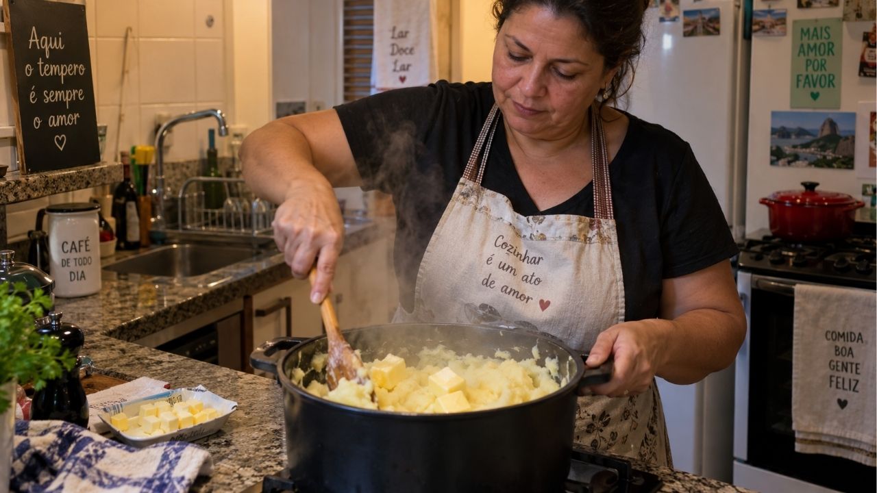 Os cozinheiros concordam: para o purê de batata ficar mais cremoso, o segredo não é mais leite, são 2 colheres de sopa de manteiga na hora certa