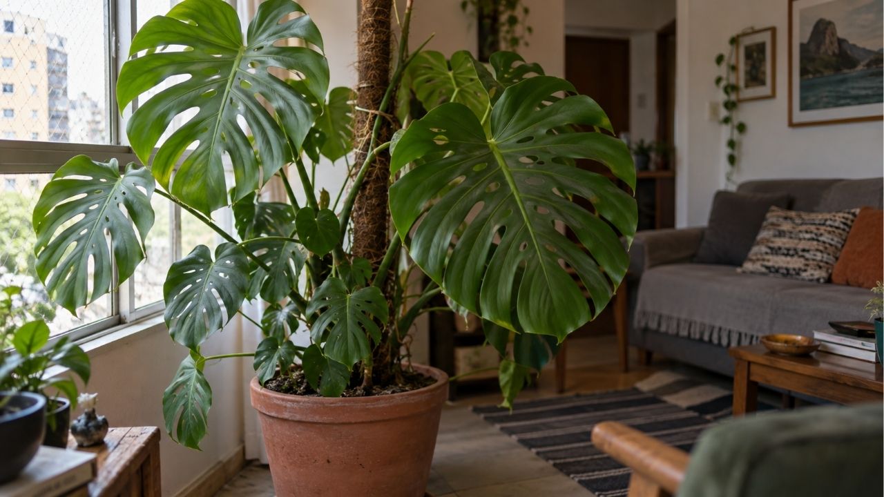 Adeus, espada-de-são-jorge: a costela-de-adão furada virou a planta da vez na decoração, e ela cresce rápido até em apartamento com pouca luz