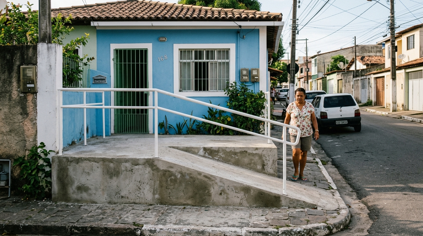Pai constrói rampa de acessibilidade na calçada para o filho cadeirante, fiscal da prefeitura multa porque a obra não tinha alvará e exige que desfaça até regularizar o projeto que leva 90 dias para aprovar