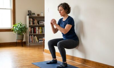 Depois dos 40, este exercício na parede fortalece pernas e abdômen sem precisar de aparelhos