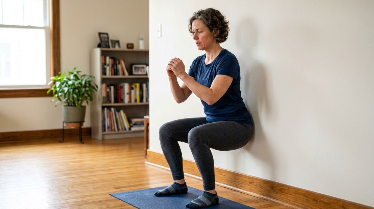 Depois dos 40, este exercício na parede fortalece pernas e abdômen sem precisar de aparelhos